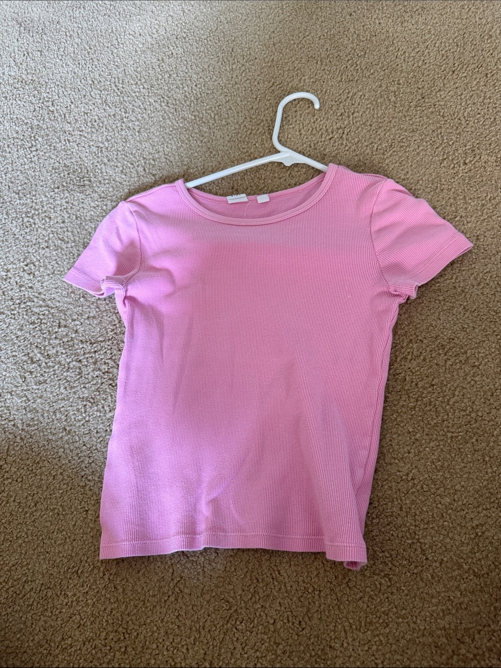 GAP Pink Ribbed Short Sleeve Tee